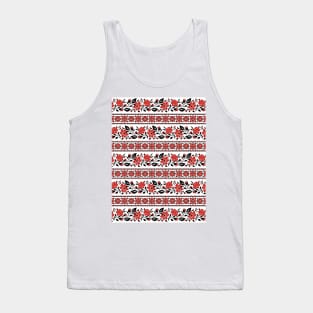 Print with Red Rose and Mallow Inspired by Ukrainian Traditional Embroidery Tank Top